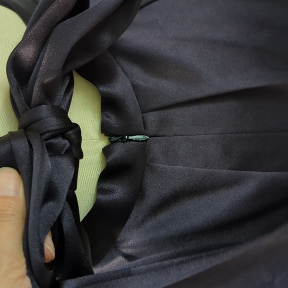 Celine Saint Waist Tie Open Back A Line Satin Dress Dark Gray Purple 40/8 classy - Picture 8 of 12